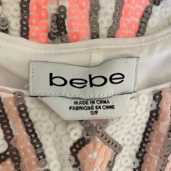 BEBE White Peach 🍑 and Pink MIDI Sequined Dress - Picture 2 of 4